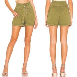 Free People Sage Olive Green Cindy Utility Shorts Size 0‎ Paperbag NWT NEW Boho